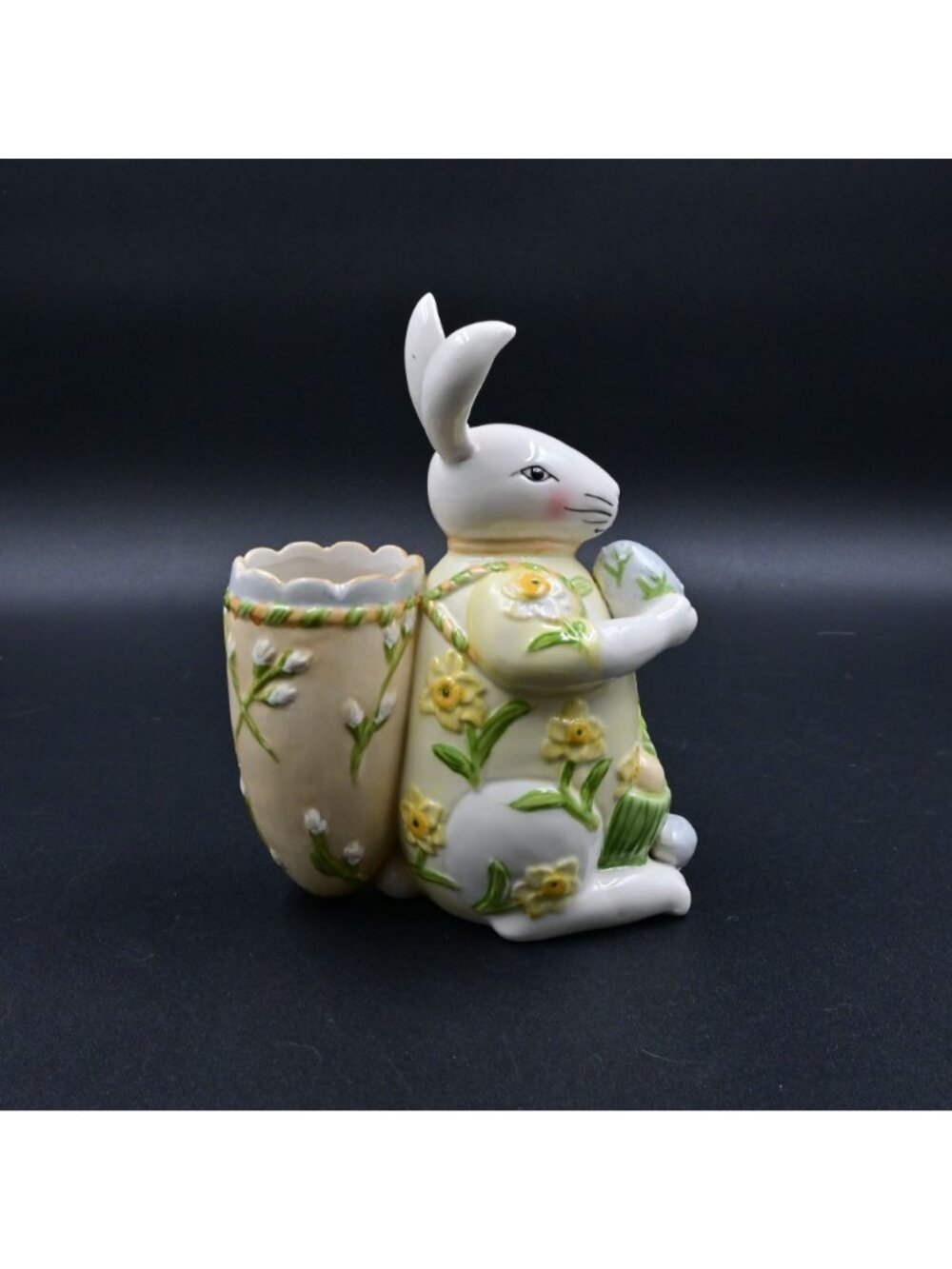 Villeroy & Boch Eastern Fantasy Bunny Rabbit w/ Daffodil Flower Basket Vase 1748 - Picture 4 of 6